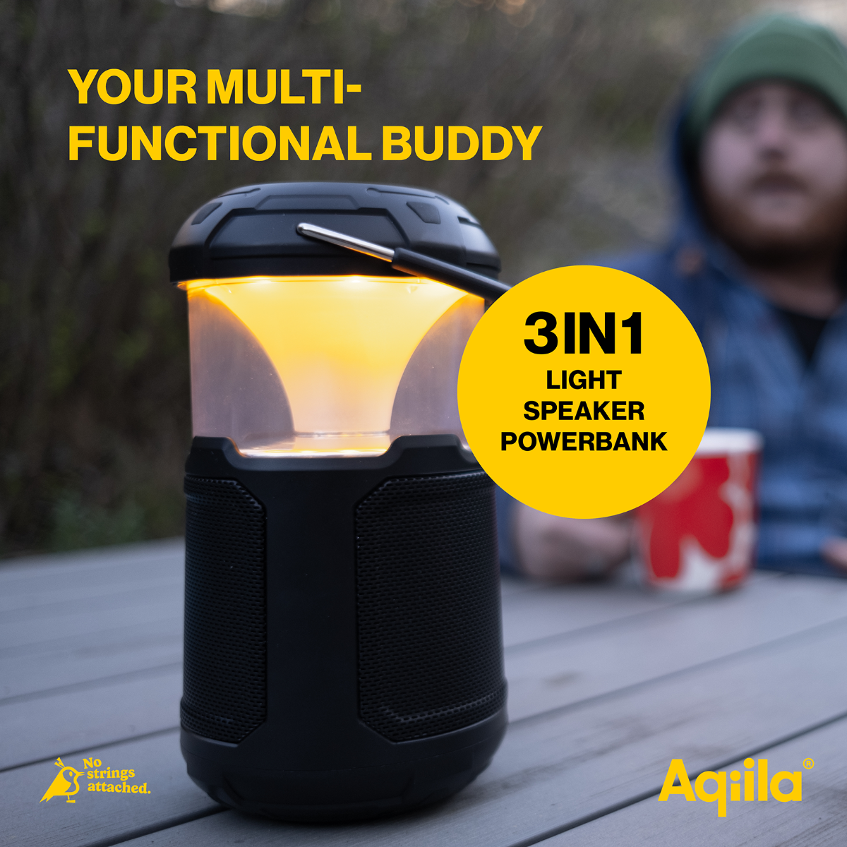 Soundbird – højttaler, dæmpbar campinglampe og oplader i ét
